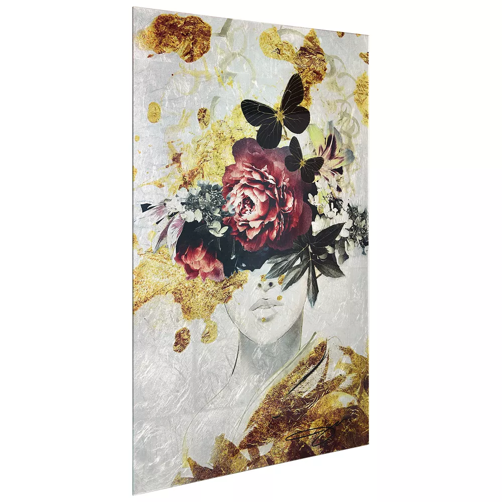 Empire Art Direct "Gold Elegance" Tempered Glass With Silver Leaf - Image 2