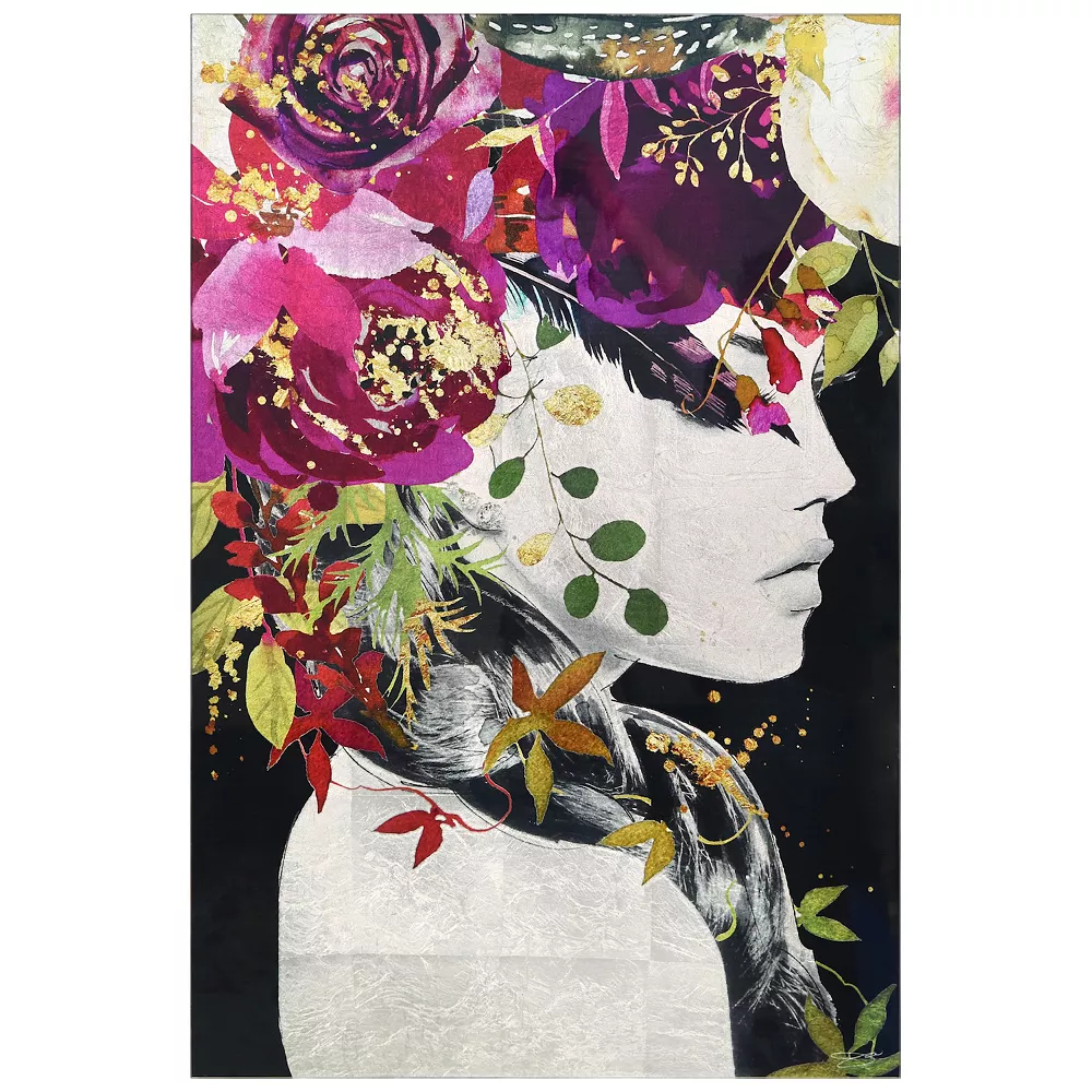 Empire Art Direct "Purple Rain" Tempered Glass With Silver Leaf