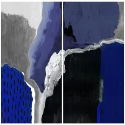 Empire Art Direct "Cobalt Abstract AB" Frameless Free-Floating Tempered Glass Panel Graphic Wall Art