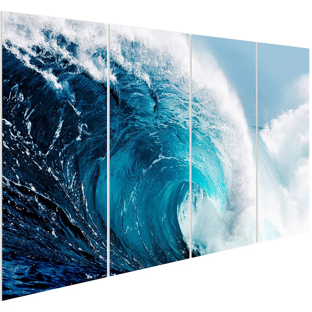Empire Art Direct "Blue Wave ABCD" Frameless Free-Floating Tempered Glass Panel Graphic Wall Art - Image 3