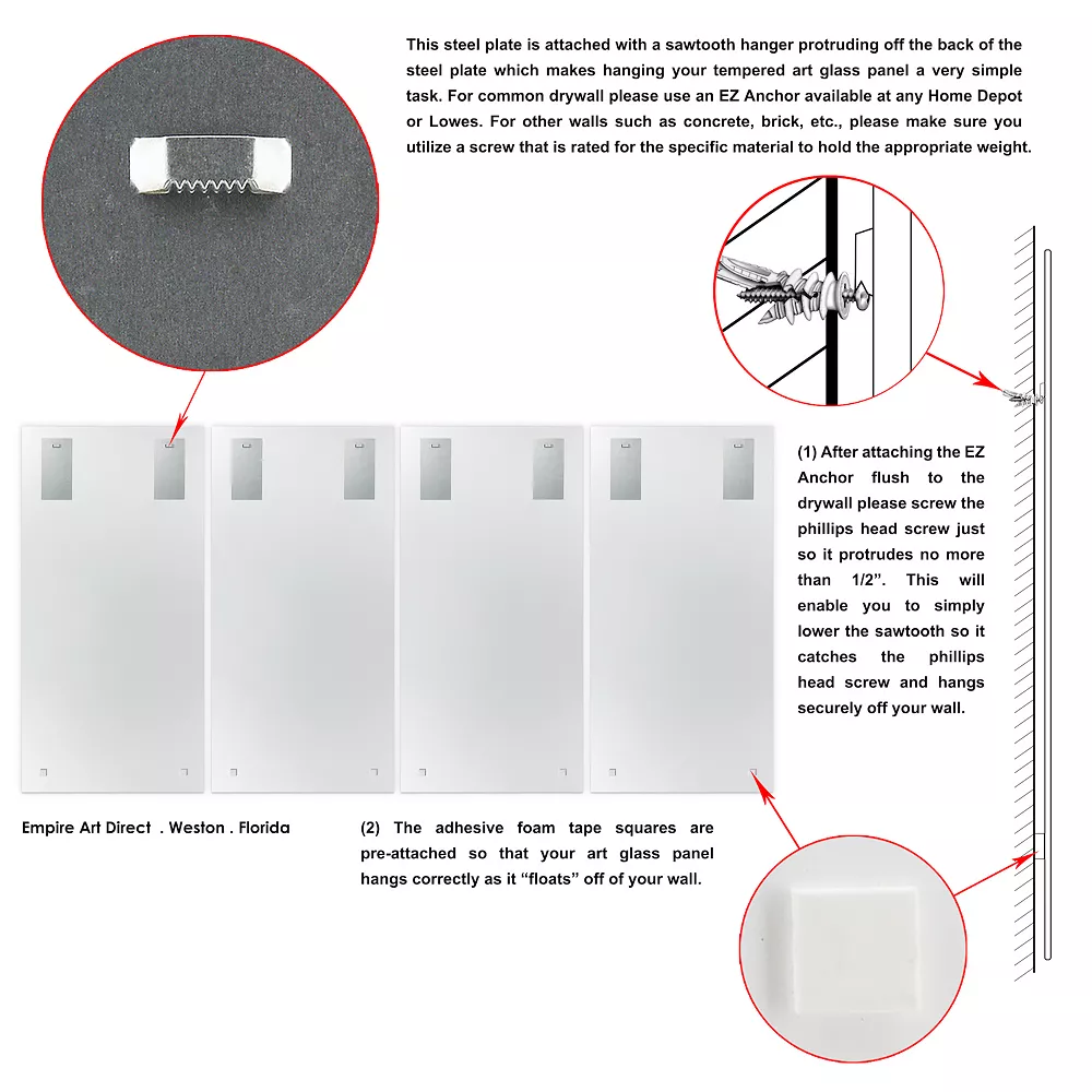 Empire Art Direct "Blue Wave ABCD" Frameless Free-Floating Tempered Glass Panel Graphic Wall Art - Image 4