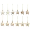 Juvale 12-Pack Of Christmas Tree Decorations - Hanging Star Decorations, Glass Christmas Ornaments, Festive Embellishments, Brown - 2.9 X 6.2 X 1.1