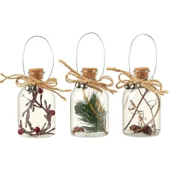 Juvale Hanging Glass Christmas Decorations With Steel Handles (2.24 X 3.88 X 2.24 In, 3 Pack)
