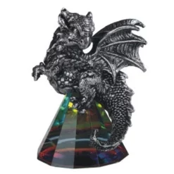 F.C Design FC Design 3.5"H Silver Dragon Standing On Pyramid Glass Statue Fantasy Decoration Figurine