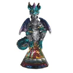 F.C Design FC Design 4.75"H Blue Dragon With Golden Tip Wings Sitting On Faux Crystal Glass Statue Fantasy Decoration Figurine