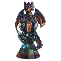 F.C Design FC Design 4.75"H Purple Dragon With Golden Tip Wings Sitting On Faux Crystal Glass Statue Fantasy Decoration Figurine Home Room Decor