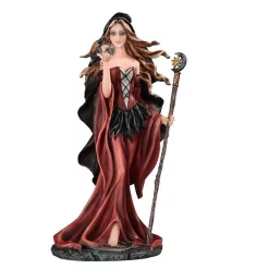 F.C Design FC Design 10.5"H Brown Witch With Magic Wand And Glass Ball Statue Fantasy Decoration Figurine