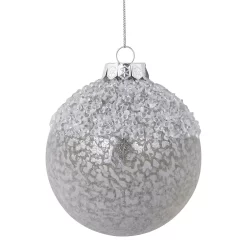 Christmas Central 4" Silver And White Beaded Glass Christmas Ornament
