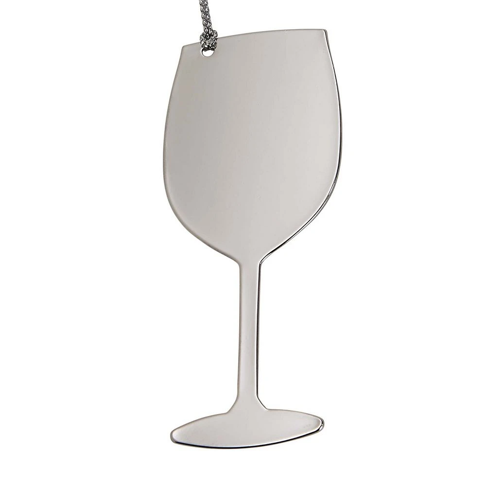 Contemporary Home Living 3.375" X 1.5" Gray And Silver Non-Tarnishing Wine Glass Ornament With Silver String