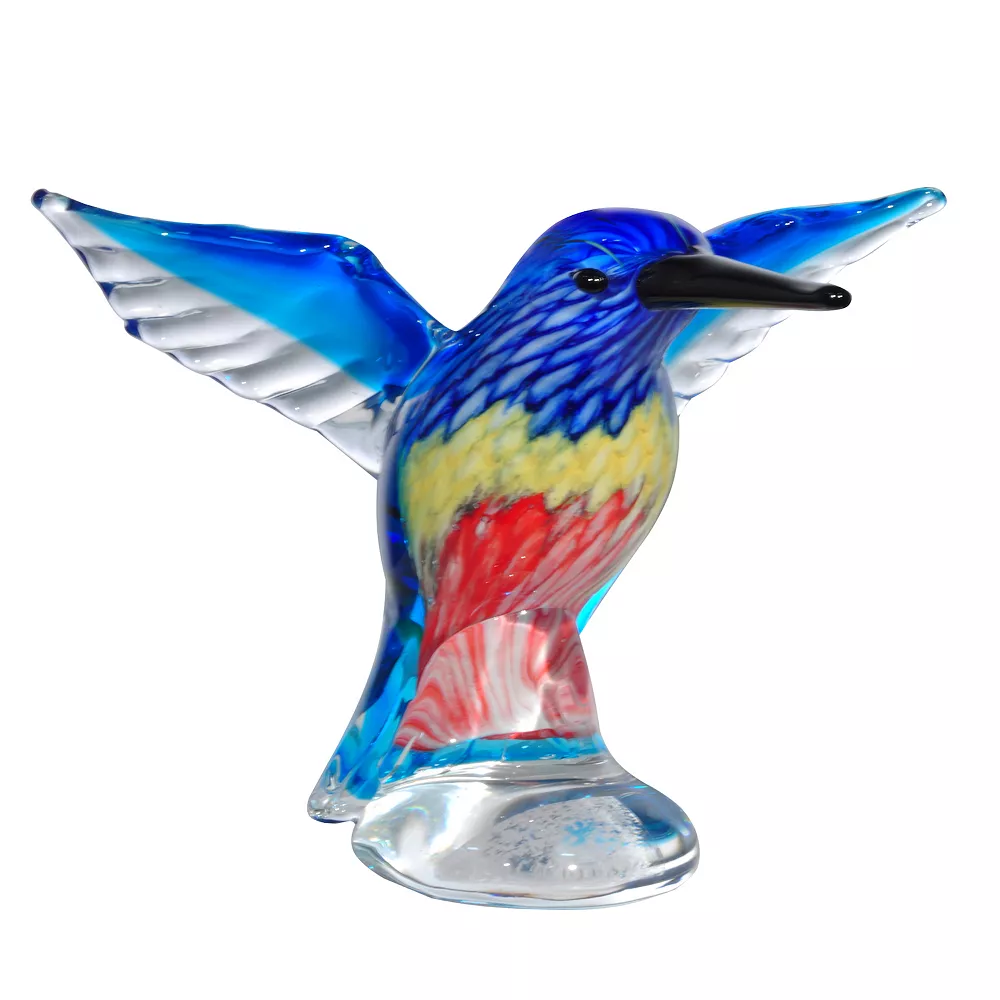 Diva At Home 8" Blue Yellow And Red Hailey Handcrafted Art Glass Figurine