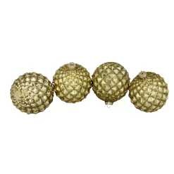Christmas Central 4ct Gold Glitter Flake Christmas Glass Ball Ornaments 4" (100mm)