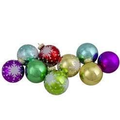 Christmas Central Set Of 9 Assorted Glass Ball Hanging Christmas Ball Ornaments 2.25-Inch (57mm)