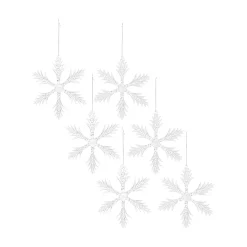 Christmas Central Set Of 6 Snowflakes Glass Christmas Ornaments 6.25"