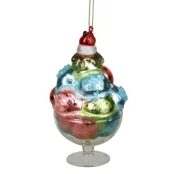 Christmas Central 4.5'' Pink And Green Glass Matte Finish Ice Cream Christmas Ornament