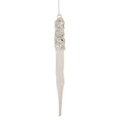 Christmas Central 9" Clear Glass Sequined And Beaded Icicle Christmas Ornament