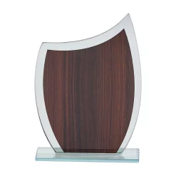 Contemporary Home Living 6.5" Glass Trophy With Wood Grain Appearance