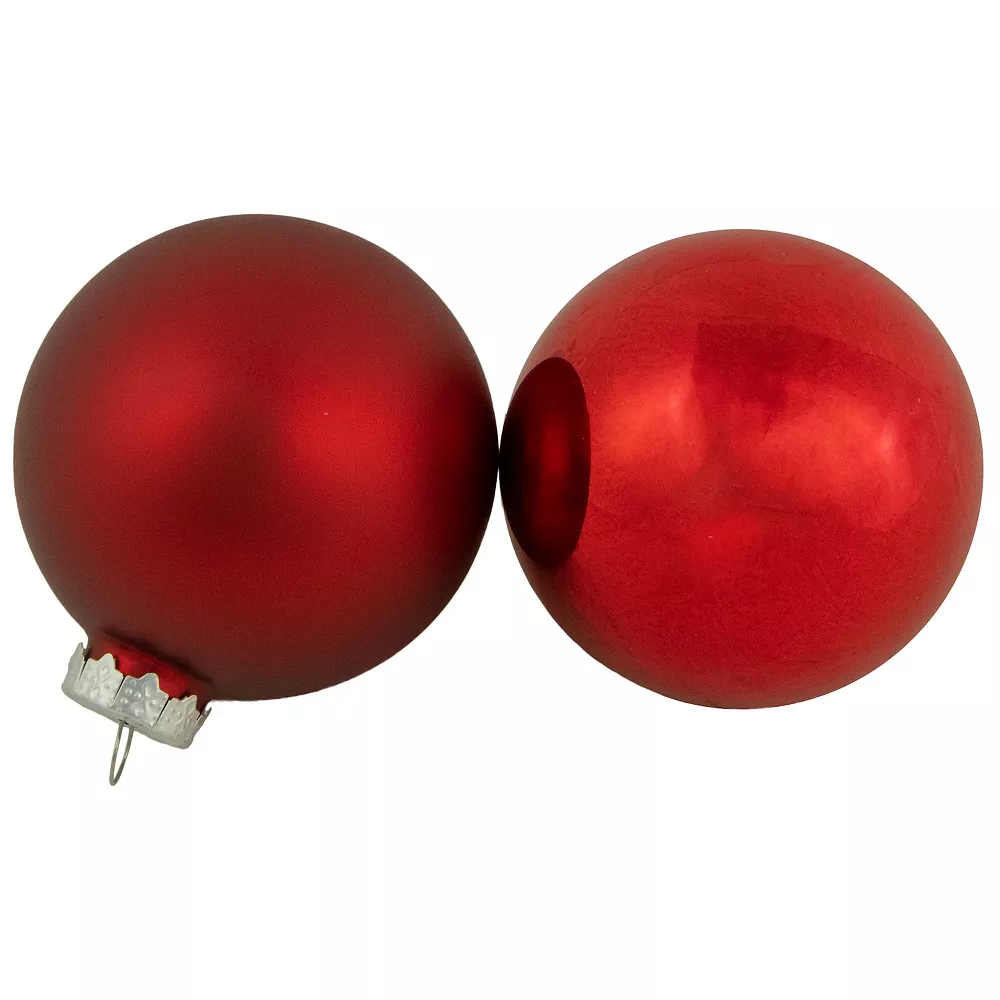 Christmas Central 96ct Red And White 3-Finish Christmas Glass Ball Ornaments 3.25" (80mm) - Image 2