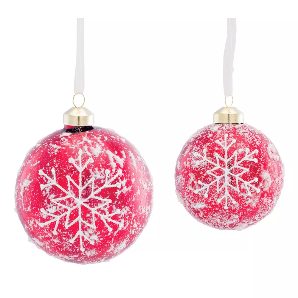 Contemporary Home Living Set Of 6 Red And White Glass Christmas Ball Ornaments 4" (100mm)