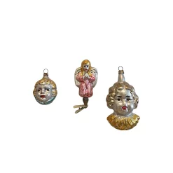 Alexander Taron Set Of 3 Silver Pink And Gold Handcrafted Assorted Glass Angels Nostalgie Ornaments 4.5"