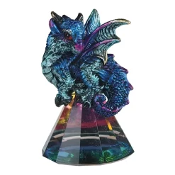 F.C Design FC Design 3.5"H Blue Dragon Standing On Pyramid Glass Statue Fantasy Decoration Figurine Home Room Decor