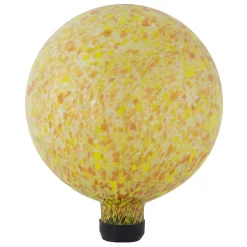 Christmas Central 10" Orange And Yellow Speckled Glass Outdoor Garden Gazing Ball