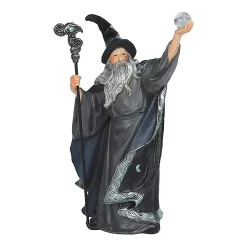 F.C Design FC Design 7.75"H Gray/Black Wizard With Magic Wand And Glass Ball Statue Fantasy Decoration Figurine Home Room Decor