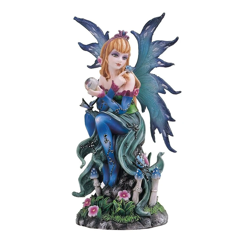 F.C Design FC Design 6"H Blue/Green Spring Fairy Holding Glass Ball Statue Fantasy Decoration Figurine