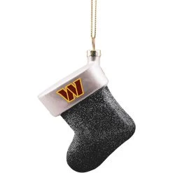 Washington Commanders Blown Glass Stocking Ornament