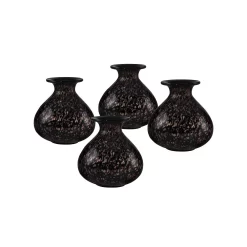 Art Glass Designs Set Of 4 Charcoal Black And Amber Gold Contemporary Glass Vases 5.5"