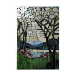 Art Glass Designs 18" Fern Green Contemporary Magnolia Iris Glass Wall Panel