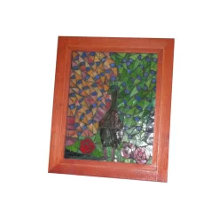 Art Glass Designs 10" Blue And Green Contemporary Peacock Glass Wall Panel