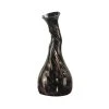 Art Glass Designs 15.75" Black And Copper Gold Contemporary Twisted Gourd Glass Vase