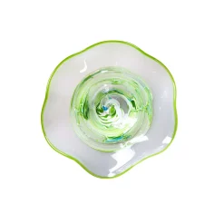 Art Glass Designs White And Green Contemporary Cavalier Glass Wall Art Decor 9"