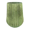 A&B Home 9" X 12" Papaya Green Metallic Finish Corrugated Glass Vase