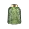 A&B Home 8" Green And Gold Fern Leaf Design Modern Glass Vase