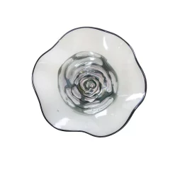 Art Glass Designs White And Gray Contemporary Cavalier Glass Wall Art Decor 12"