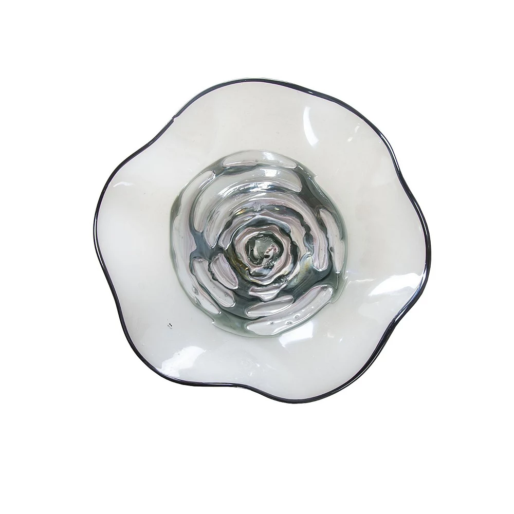 Art Glass Designs White And Gray Contemporary Cavalier Glass Wall Art Decor 12"