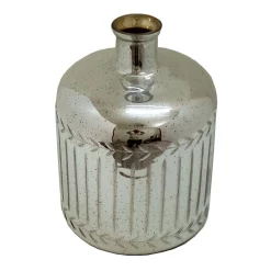 A&B Home 13.75" Metallic Silver Antique Style Narrow Mouth Glass Vase