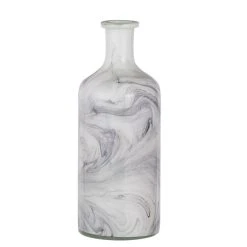 A&B Home 15.5" Black And White Large Sleek Glass Swirl Flower Vase