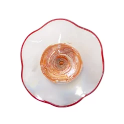 Art Glass Designs White And Orange Contemporary Cavalier Glass Wall Art Decor 12"