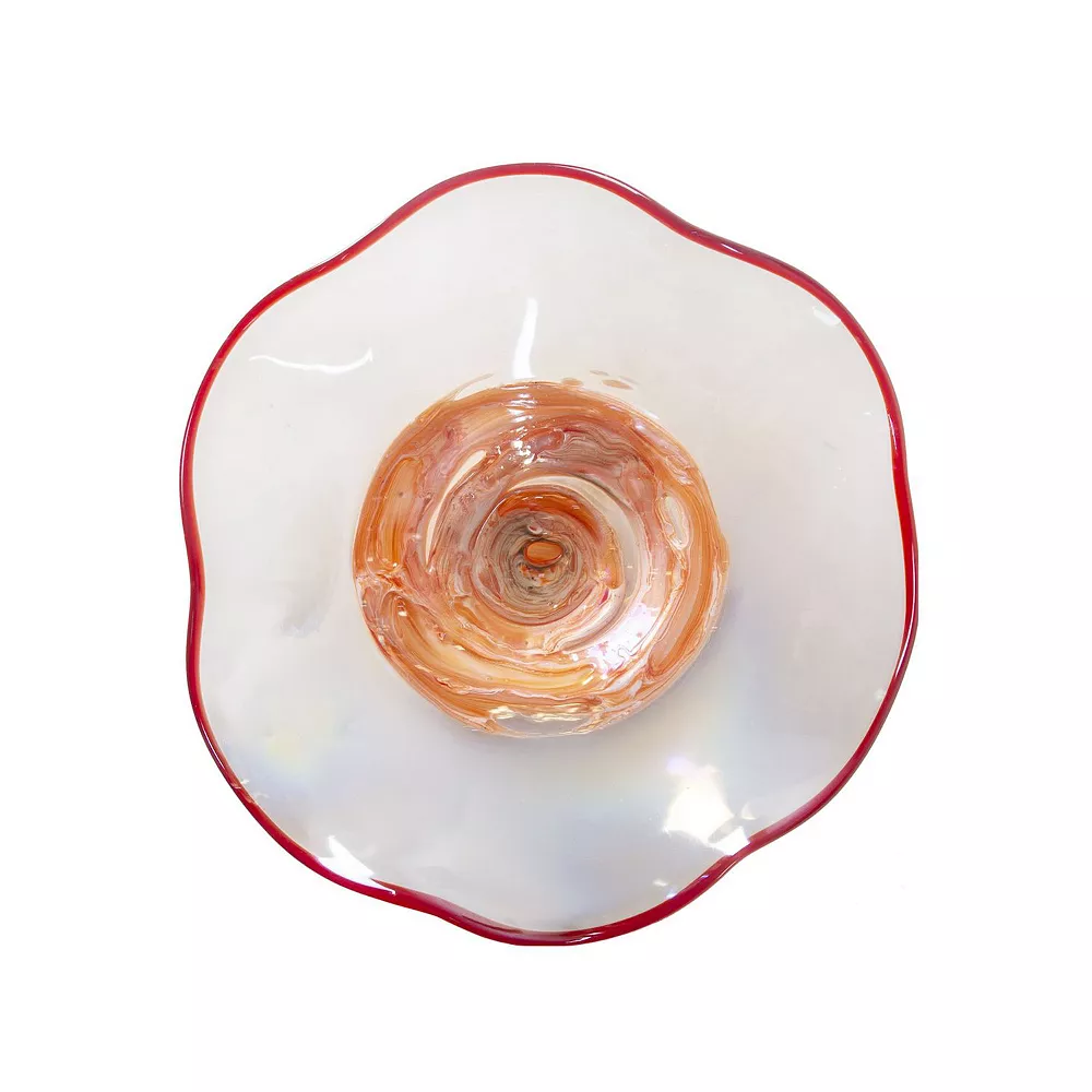 Art Glass Designs White And Orange Contemporary Cavalier Glass Wall Art Decor 12"