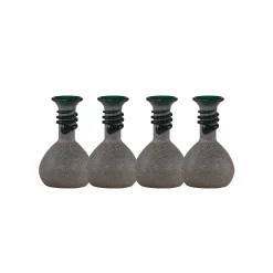 Art Glass Designs Set Of 4 Charcoal Gray And Black Contemporary Glass Vases 5"
