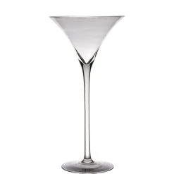 BIDK Home 19.5" Clear Contemporary Martini Glass Vase Tabletop Decor - Medium