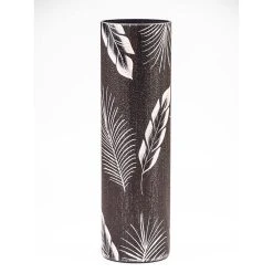 Art Glass Designs 15.75" Brown And Beige Tropical Leaves Cylindrical Glass Vase