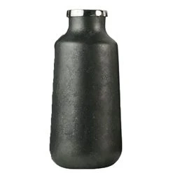 Kingston Living 21" Black Glass Vase With Silver Neck Rim