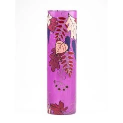 Art Glass Designs 15.75" Purple And Red Leaves Cylindrical Glass Vase