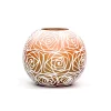Art Glass Designs 7" Orange And White Flowers Round Glass Vase