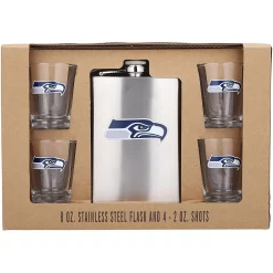 Seattle Seahawks 8oz. Stainless Steel Flask & 2oz. Shot Glass Set