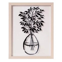 American Art Décor Branch Leaves In A Vase Printed Glass Wall Art