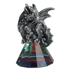 F.C Design FC Design 3.5"H Silver Dragon Sitting On Pyramid Glass Statue Fantasy Decoration Figurine Home Room Decor